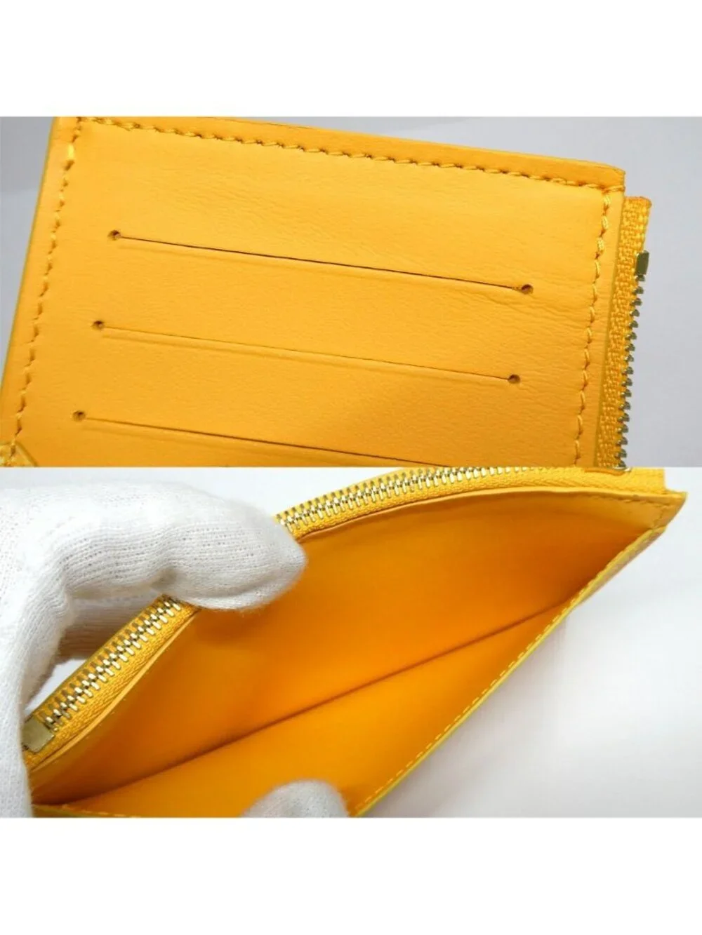 Louis Vuitton Coin Card Holder Saffron Yellow Monogram Heritage Case